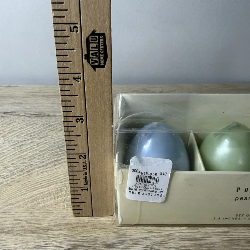 Pottery Barn Pearlized Egg Candles Pastel Blue Green Yellow White Easter Decor 4